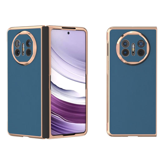 For Huawei Mate X5 Genuine Leather Silk Series Nano Plating Phone Case(Blue) - Huawei Cases by PMC Jewellery | Online Shopping South Africa | PMC Jewellery | Buy Now Pay Later Mobicred