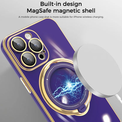 For iPhone 13 Pro Max Multifunction Electroplating MagSafe Holder Phone Case(Dark Purple) - iPhone 13 Pro Max Cases by PMC Jewellery | Online Shopping South Africa | PMC Jewellery