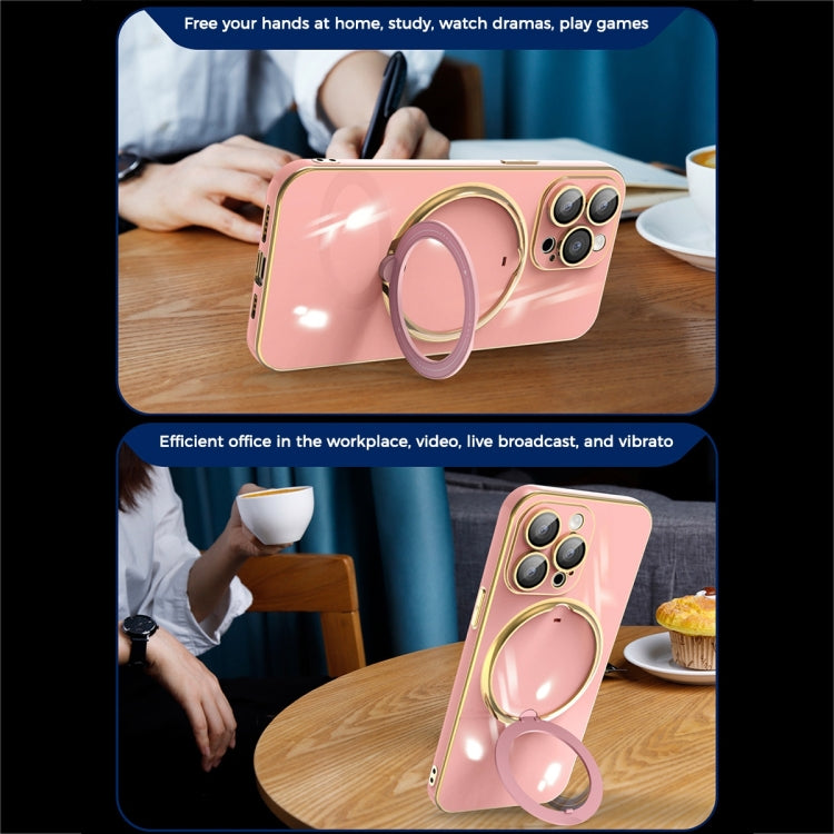 For iPhone 14 Multifunction Electroplating MagSafe Holder Phone Case(Dark Green) - iPhone 14 Cases by PMC TechLife | Online Shopping South Africa | PMC TechLife
