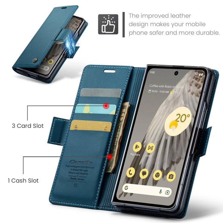 For Google Pixel Fold CaseMe 023 Butterfly Buckle Litchi Texture RFID Anti-theft Leather Phone Case(Blue) - Google Cases by CaseMe | Online Shopping South Africa | PMC Jewellery | Buy Now Pay Later Mobicred