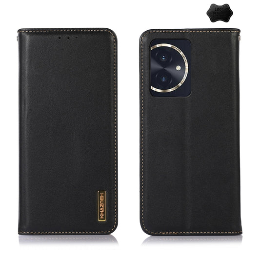 For Honor 100 KHAZNEH Nappa Top Layer Cowhide Leather Phone Case(Black) - Honor Cases by PMC Jewellery | Online Shopping South Africa | PMC Jewellery | Buy Now Pay Later Mobicred