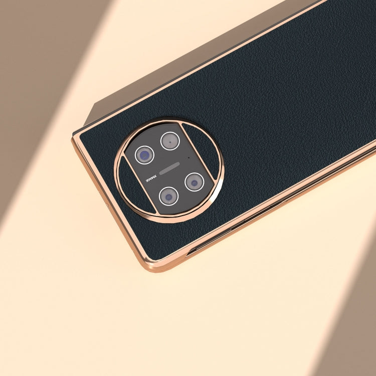For Huawei Mate X3 Nano Plating Genuine Leather Wave Series Phone Case(Green) - Huawei Cases by PMC TechLife | Online Shopping South Africa | PMC TechLife | Buy Now Pay Later Mobicred