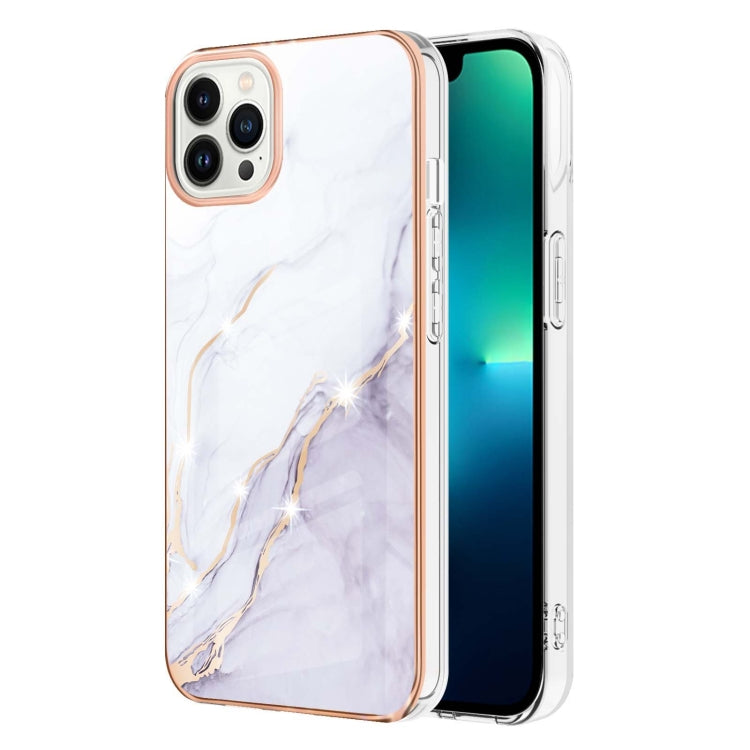 Electroplating Marble Pattern Dual-side IMD TPU Shockproof Phone Case For iPhone 16 Pro(White 006) - iPhone 16 Pro Cases by PMC TechLife | Online Shopping South Africa | PMC TechLife | Buy Now Pay Later Mobicred