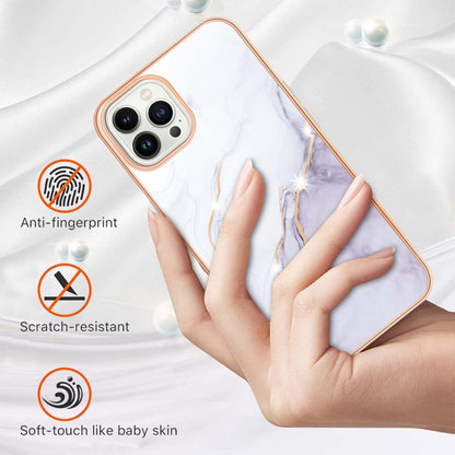 Electroplating Marble Pattern Dual-side IMD TPU Shockproof Phone Case For iPhone 16 Pro(White 006) - iPhone 16 Pro Cases by PMC Jewellery | Online Shopping South Africa | PMC Jewellery | Buy Now Pay Later Mobicred