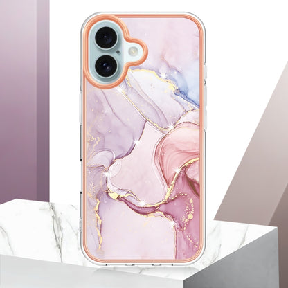 Electroplating Marble Pattern Dual-side IMD TPU Shockproof Phone Case For iPhone 16 Plus(Rose Gold 005) - iPhone 16 Plus Cases by PMC Jewellery | Online Shopping South Africa | PMC Jewellery | Buy Now Pay Later Mobicred