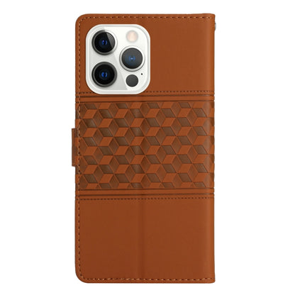 For iPhone 16 Pro Max Diamond Embossed Skin Feel Leather Phone Case(Brown) - iPhone 16 Pro Max Cases by PMC Jewellery | Online Shopping South Africa | PMC Jewellery | Buy Now Pay Later Mobicred