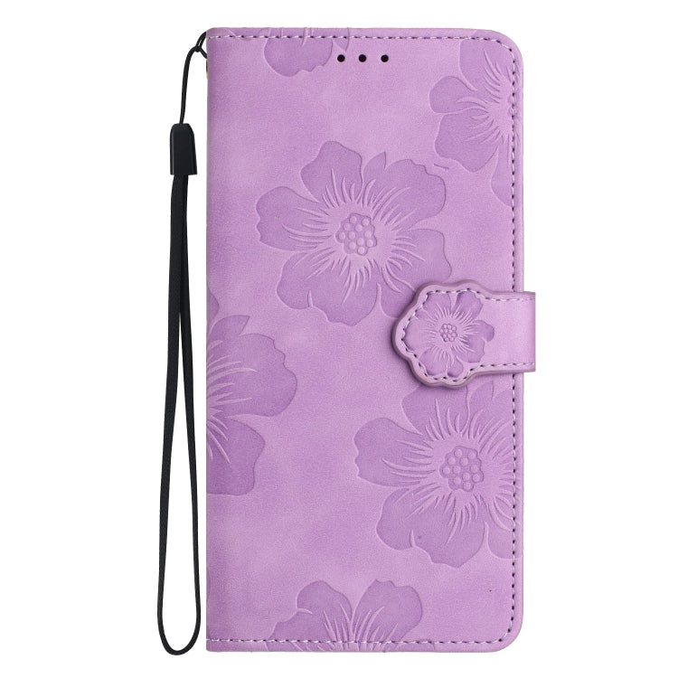 For iPhone 16 Flower Embossing Pattern Leather Phone Case(Purple) - iPhone 16 Cases by PMC TechLife | Online Shopping South Africa | PMC TechLife | Buy Now Pay Later Mobicred