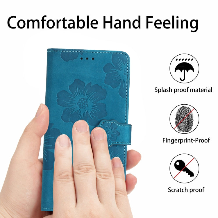For iPhone 16 Plus Flower Embossing Pattern Leather Phone Case(Blue) - iPhone 16 Plus Cases by PMC TechLife | Online Shopping South Africa | PMC TechLife | Buy Now Pay Later Mobicred