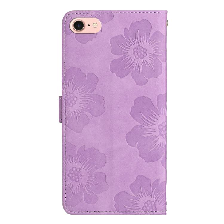 For iPhone 16e Flower Embossing Pattern Leather Phone Case(Purple) - iPhone 16e Cases by PMC TechLife | Online Shopping South Africa | PMC TechLife | Buy Now Pay Later Mobicred
