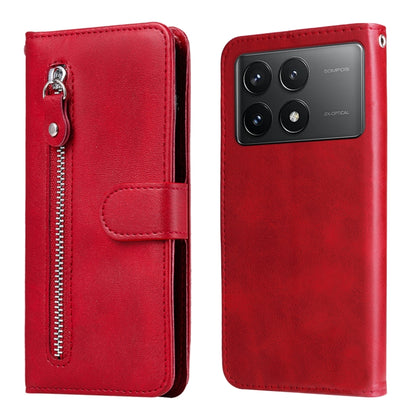 For Xiaomi Redmi K70 / K70 Pro Fashion Calf Texture Zipper Leather Phone Case(Red) - K70 Pro Cases by PMC Jewellery | Online Shopping South Africa | PMC Jewellery | Buy Now Pay Later Mobicred