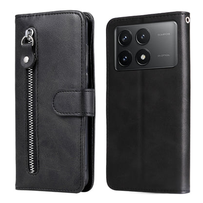 For Xiaomi Redmi K70 / K70 Pro Fashion Calf Texture Zipper Leather Phone Case(Black) - K70 Pro Cases by PMC Jewellery | Online Shopping South Africa | PMC Jewellery | Buy Now Pay Later Mobicred