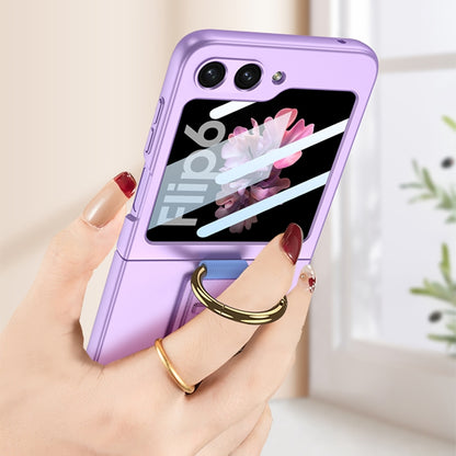 For Samsung Galaxy Z Flip6 GKK Integrated Ultrathin Shockproof Phone Case with Ring Wrist Strap(Purple) - Galaxy Phone Cases by GKK | Online Shopping South Africa | PMC Jewellery | Buy Now Pay Later Mobicred