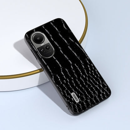 For OPPO Reno 10 / 10 Pro Global ABEEL Genuine Leather Crocodile Pattern Black Edge Phone Case(Black) - OPPO Cases by PMC Jewellery | Online Shopping South Africa | PMC Jewellery | Buy Now Pay Later Mobicred