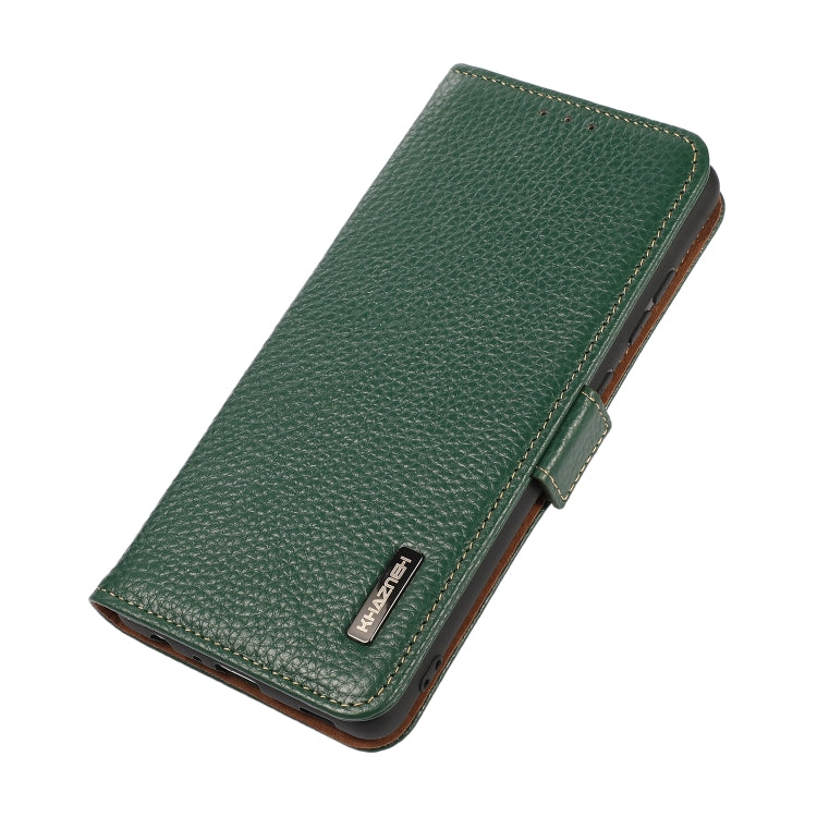 For OnePlus Ace 2 Pro KHAZNEH Side-Magnetic Litchi Genuine Leather RFID Phone Case(Green) - OnePlus Cases by PMC TechLife | Online Shopping South Africa | PMC TechLife | Buy Now Pay Later Mobicred