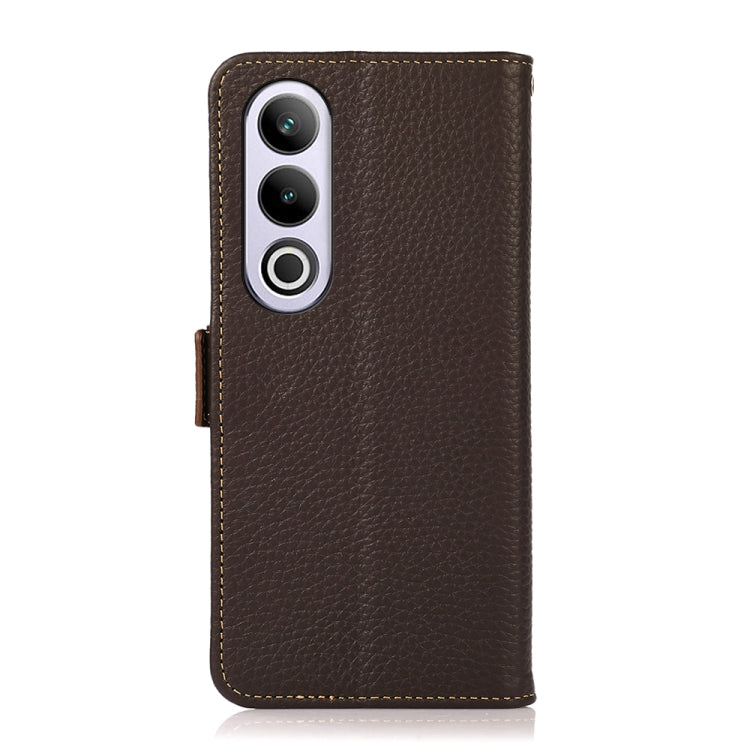 For OnePlus Ace 3V KHAZNEH Side-Magnetic Litchi Genuine Leather RFID Phone Case(Brown) - OnePlus Cases by PMC TechLife | Online Shopping South Africa | PMC TechLife | Buy Now Pay Later Mobicred