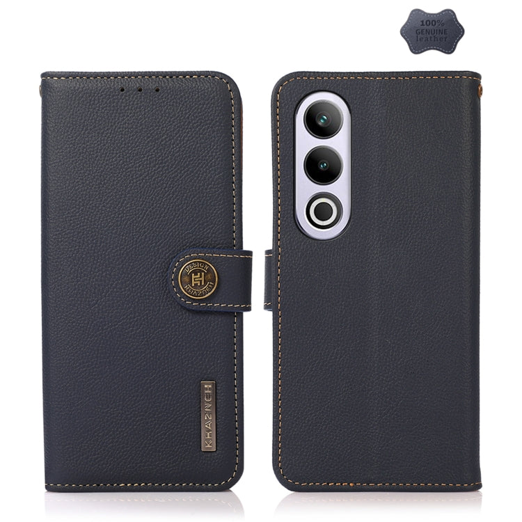 For OnePlus CE4 5G Global KHAZNEH Custer Genuine Leather RFID Phone Case(Blue) - OnePlus Cases by PMC TechLife | Online Shopping South Africa | PMC TechLife | Buy Now Pay Later Mobicred