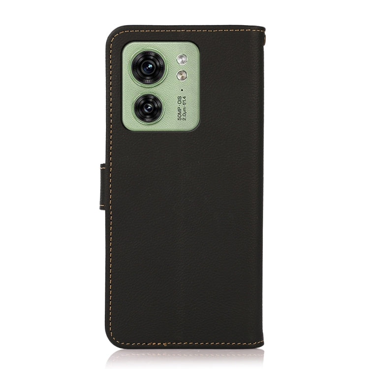 For Motorola Edge 40 KHAZNEH Custer Genuine Leather RFID Phone Case(Black) - Motorola Cases by PMC TechLife | Online Shopping South Africa | PMC TechLife | Buy Now Pay Later Mobicred