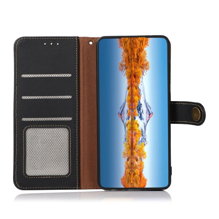 For Motorola Edge 40 KHAZNEH Custer Genuine Leather RFID Phone Case(Black) - Motorola Cases by PMC TechLife | Online Shopping South Africa | PMC TechLife | Buy Now Pay Later Mobicred