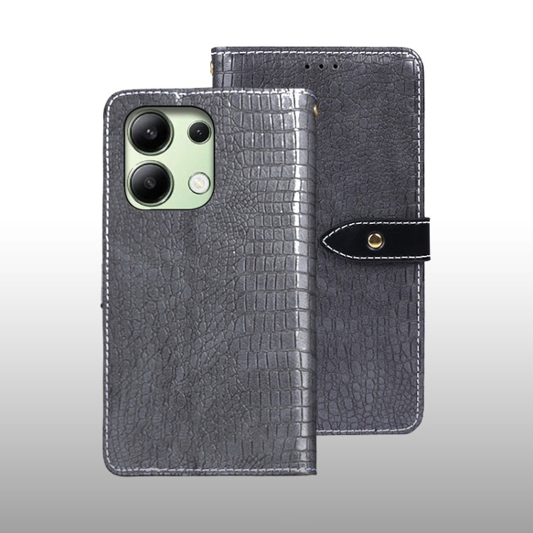 For Xiaomi Redmi Note 13 4G Global idewei Crocodile Texture Leather Phone Case(Grey) - Note 13 Cases by idewei | Online Shopping South Africa | PMC Jewellery | Buy Now Pay Later Mobicred
