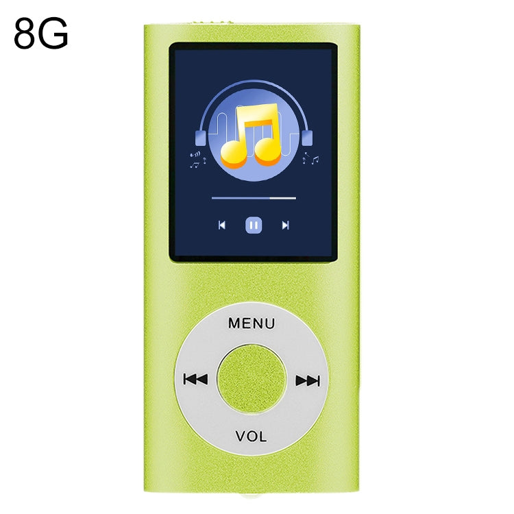 1.8 inch TFT Screen Metal MP4 Player With 8G TF Card+Earphone+Cable(Green) - MP4 Player by PMC Jewellery | Online Shopping South Africa | PMC Jewellery | Buy Now Pay Later Mobicred