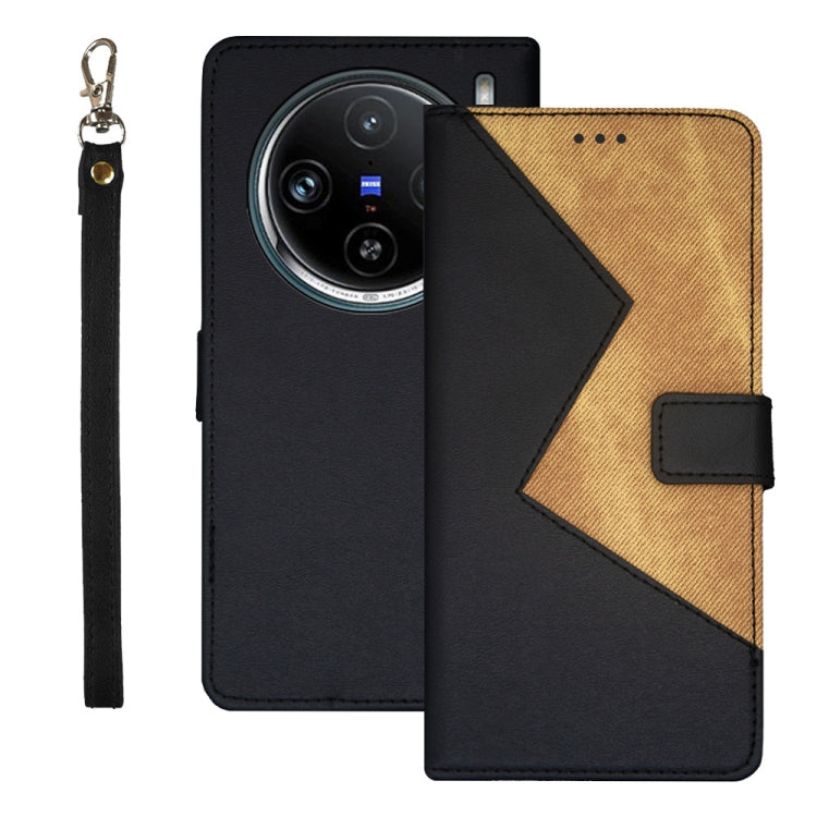 For vivo X100 Pro idewei Two-color Splicing Leather Phone Case(Black) - X100 Pro Cases by idewei | Online Shopping South Africa | PMC Jewellery | Buy Now Pay Later Mobicred