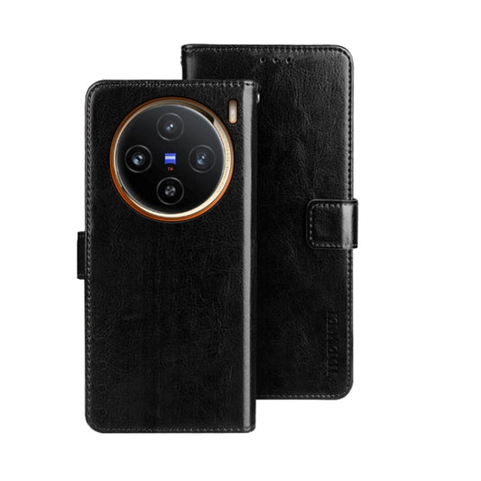 For vivo X100 idewei Crazy Horse Texture Leather Phone Case(Black) - X100 Cases by idewei | Online Shopping South Africa | PMC Jewellery | Buy Now Pay Later Mobicred