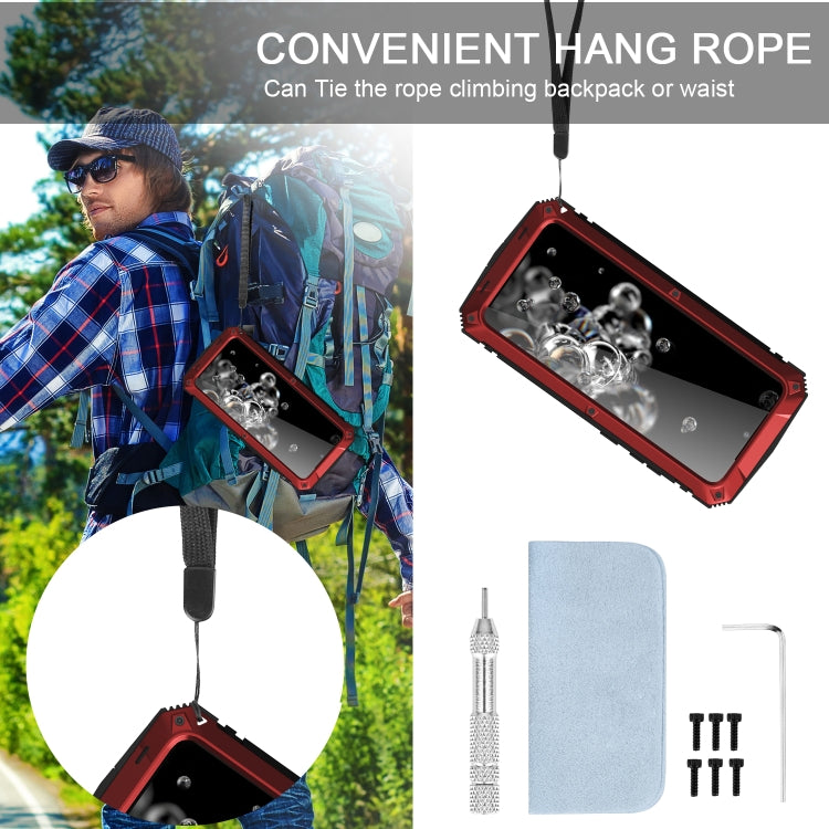 For Samsung Galaxy S20 Plus R-JUST Waterproof Shockproof Dustproof Metal + Silicone Protective Case(Red) - free shipping - PMC TechLife - Order now!