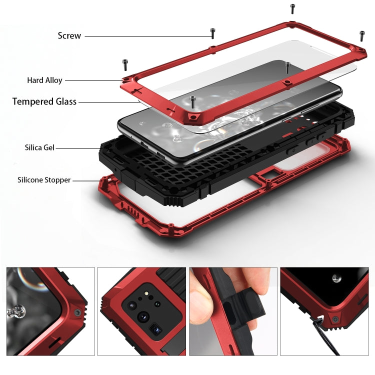For Samsung Galaxy S20 Plus R-JUST Waterproof Shockproof Dustproof Metal + Silicone Protective Case(Red) - free shipping - PMC TechLife - Order now!