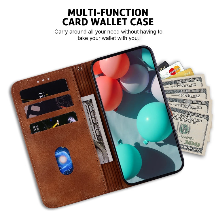 For iPhone 16e Seven-shaped Embossed Leather Phone Case(Brown) - iPhone 16e Cases by PMC TechLife | Online Shopping South Africa | PMC TechLife | Buy Now Pay Later Mobicred