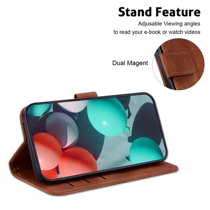 For iPhone SE 2024 Seven-shaped Embossed Leather Phone Case(Brown) - More iPhone Cases by PMC Jewellery | Online Shopping South Africa | PMC Jewellery | Buy Now Pay Later Mobicred