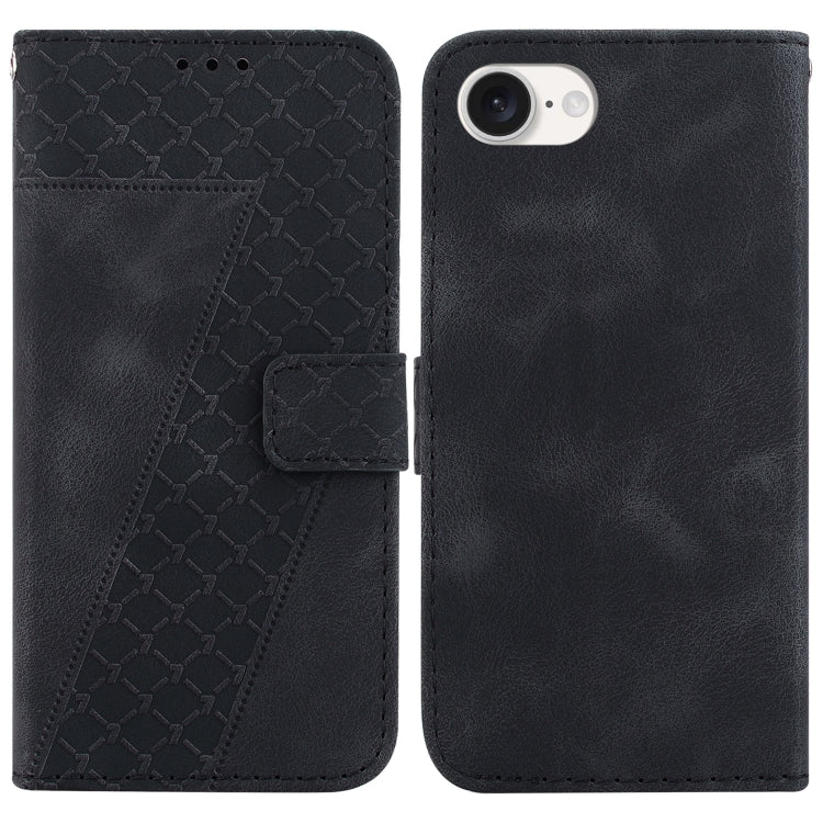 For iPhone SE 2024 Seven-shaped Embossed Leather Phone Case(Black) - More iPhone Cases by PMC Jewellery | Online Shopping South Africa | PMC Jewellery | Buy Now Pay Later Mobicred