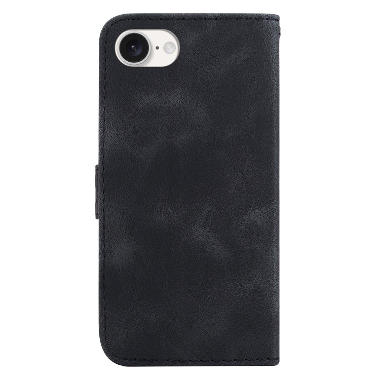 For iPhone SE 2024 Seven-shaped Embossed Leather Phone Case(Black) - More iPhone Cases by PMC Jewellery | Online Shopping South Africa | PMC Jewellery | Buy Now Pay Later Mobicred