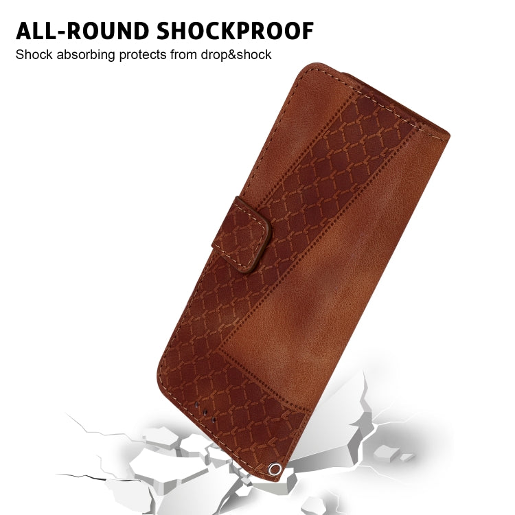For iPhone 16 Seven-shaped Embossed Leather Phone Case(Brown) - iPhone 16 Cases by PMC TechLife | Online Shopping South Africa | PMC TechLife | Buy Now Pay Later Mobicred