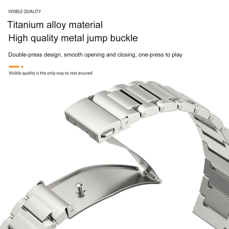 22mm Three Strains Jump Buckle Titanium Metal Watch Band(Silver) - Watch Bands by PMC Jewellery | Online Shopping South Africa | PMC Jewellery