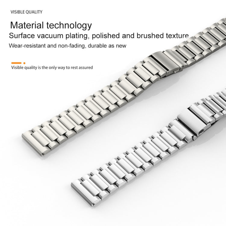 22mm Three Strains Jump Buckle Titanium Metal Watch Band(Titanium Gray) - Watch Bands by PMC Jewellery | Online Shopping South Africa | PMC Jewellery