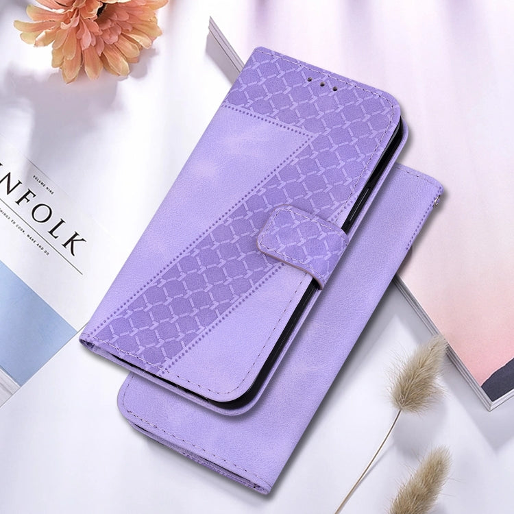 For Google Pixel 9 7-shaped Embossed Leather Phone Case(Purple) - Google Cases by PMC TechLife | Online Shopping South Africa | PMC TechLife | Buy Now Pay Later Mobicred