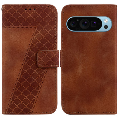 For Google Pixel 9 7-shaped Embossed Leather Phone Case(Brown) - Google Cases by PMC Jewellery | Online Shopping South Africa | PMC Jewellery | Buy Now Pay Later Mobicred