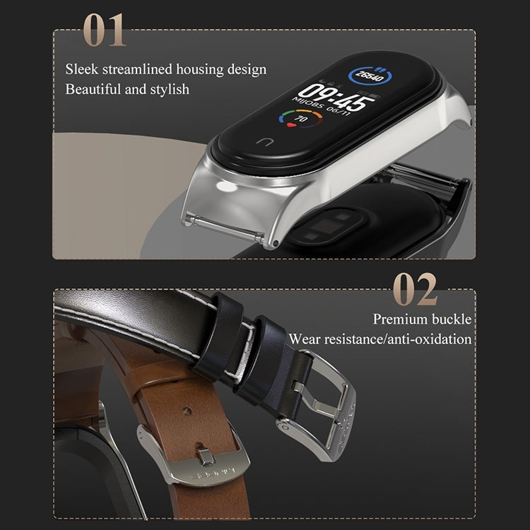 For Xiaomi Mi Band 8 Mijobs CS Case Microfiber PU Leather Watch Band(White Silver) - free shipping - PMc TechLife - Order now!