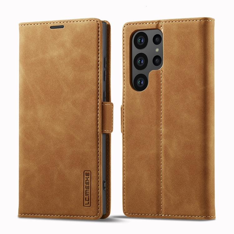 For Samsung Galaxy S24 Ultra 5G LC.IMEEKE Strong Magnetism Microfiber Leather Phone Case(Brown) - Galaxy S24 Ultra 5G Cases by LC.IMEEKE | Online Shopping South Africa | PMC Jewellery | Buy Now Pay Later Mobicred