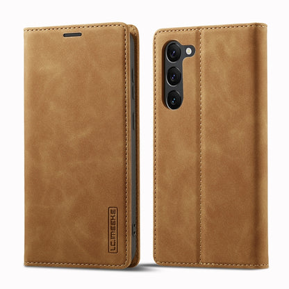 For Samsung Galaxy S24+ 5G LC.IMEEKE Strong Magnetism Microfiber Leather Phone Case(Brown) - Galaxy S24+ 5G Cases by LC.IMEEKE | Online Shopping South Africa | PMC Jewellery | Buy Now Pay Later Mobicred