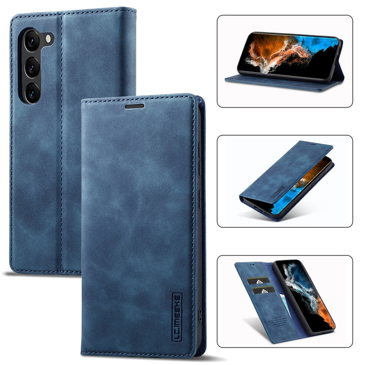 For Samsung Galaxy S24 5G LC.IMEEKE Strong Magnetism Microfiber Leather Phone Case(Blue) - Galaxy S24 5G Cases by LC.IMEEKE | Online Shopping South Africa | PMC Jewellery | Buy Now Pay Later Mobicred