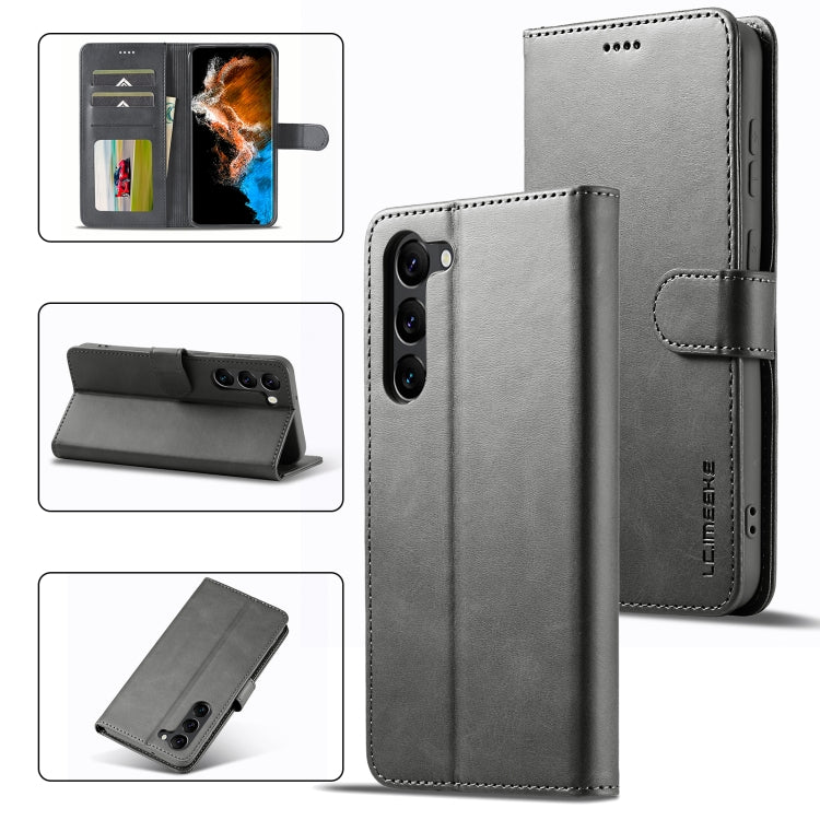 For Samsung Galaxy S24 5G LC.IMEEKE Calf Texture Leather Phone Case(Grey) - Galaxy S24 5G Cases by LC.IMEEKE | Online Shopping South Africa | PMC Jewellery | Buy Now Pay Later Mobicred