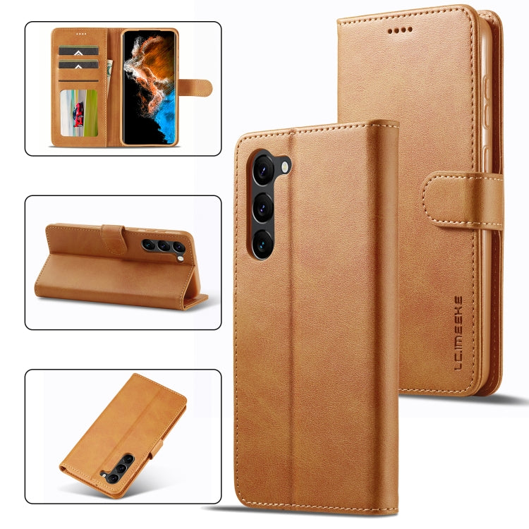 For Samsung Galaxy S24 5G LC.IMEEKE Calf Texture Leather Phone Case(Brown) - Galaxy S24 5G Cases by LC.IMEEKE | Online Shopping South Africa | PMC Jewellery | Buy Now Pay Later Mobicred