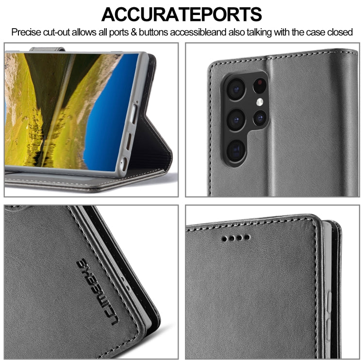 For Samsung Galaxy S24 Ultra 5G LC.IMEEKE Calf Texture Leather Phone Case(Grey) - Galaxy S24 Ultra 5G Cases by LC.IMEEKE | Online Shopping South Africa | PMC Jewellery | Buy Now Pay Later Mobicred