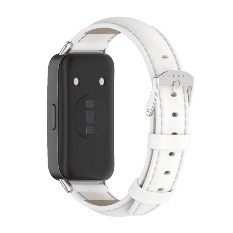 For Huawei Band 8 / 9 / 10 Mijobs Cowhide Leather Watch Band(White Silver) - free shipping - PMC TechLife - Order now!