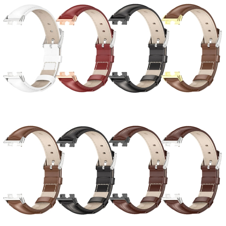 For Huawei Band 8 / 9 / 10 Mijobs Cowhide Leather Watch Band(Brown Gold) - free shipping - PMC TechLife - Order now!