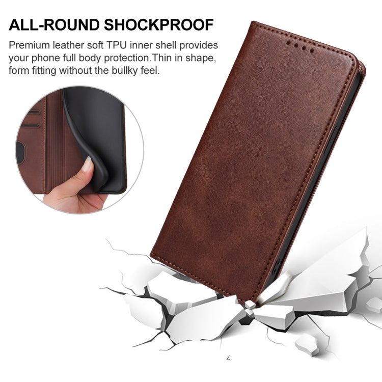 For Realme C51 Magnetic Closure Leather Phone Case(Brown) - Realme Cases by PMC Jewellery | Online Shopping South Africa | PMC Jewellery