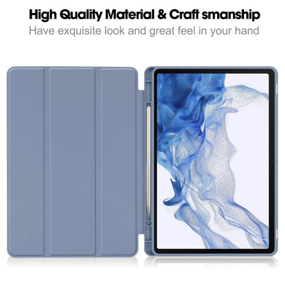 For Samsung Galaxy Tab S9 3-Fold Pure Color TPU Smart Leather Tablet Case with Pen Slot(Lavender) - Galaxy Tab S9 Cases by PMC Jewellery | Online Shopping South Africa | PMC Jewellery | Buy Now Pay Later Mobicred