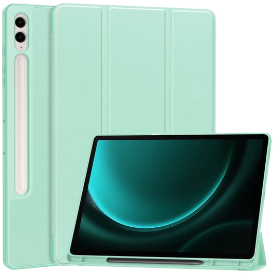 For Samsung Galaxy Tab S9 FE+ / S10+ 3-Fold Pure Color TPU Smart Leather Tablet Case with Pen Slot(Mint Green) - Galaxy Tab S9 FE+ by PMC Jewellery | Online Shopping South Africa | PMC Jewellery | Buy Now Pay Later Mobicred