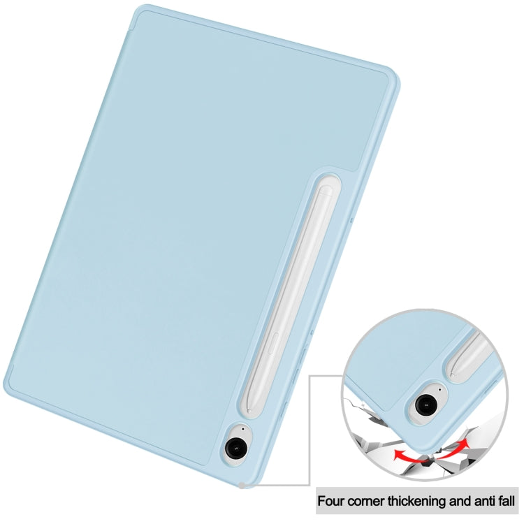 For Samsung Galaxy Tab S9 FE 3-Fold Pure Color TPU Smart Leather Tablet Case with Pen Slot(Light Blue) - Galaxy Tab S9 FE by PMC Jewellery | Online Shopping South Africa | PMC Jewellery